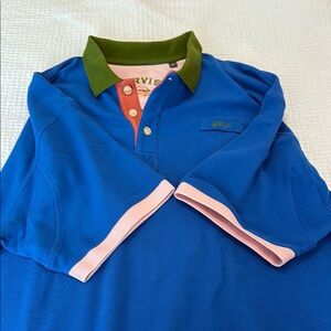 Orvis Blue and Pink Polo Shirt Casual Sporty Design